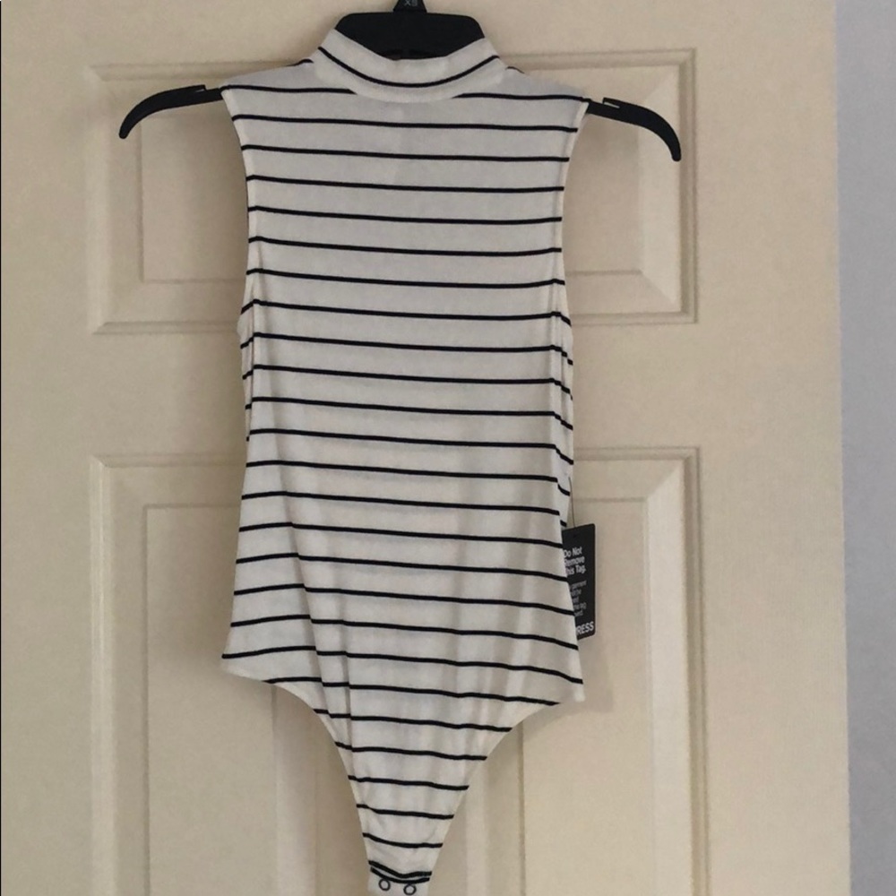 Express Striped Bodysuit XS Black White
